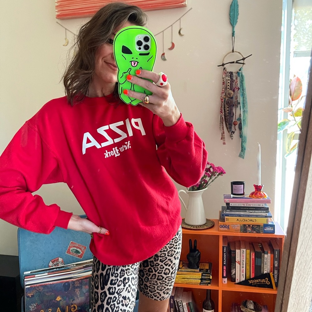 petals + peacocks | pizza sweatshirt